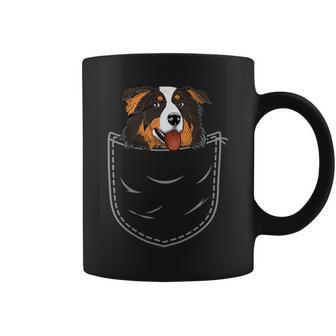 Black Tri Mom Aussie Breastpocket Australian Shepherd Coffee Mug - Monsterry UK