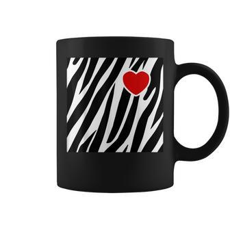 Black And White Zebra Print With Heart Coffee Mug | Mazezy