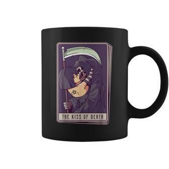 Blackcraft Vintage Death The Grim Reaper Kiss Tarot Card Coffee Mug - Monsterry