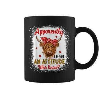 Bleached Highland Cow Apparently I Have An Attitude Who Knew Coffee Mug - Monsterry DE
