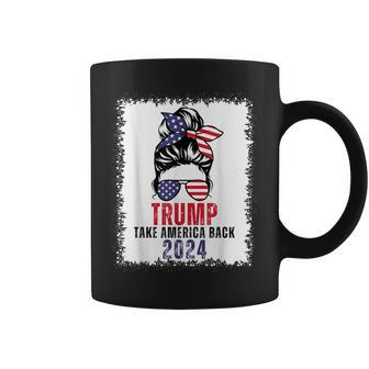 Bleached Messy Bun Trump 2024 Take America Back Us Flag Coffee Mug - Monsterry DE