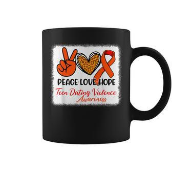 Bleached Peace Love Hope N Dating Violence Awareness Coffee Mug - Monsterry CA