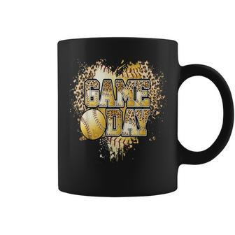 Bleached Softball Game Day Vibes Leopard Heart Headband Mom Coffee Mug - Thegiftio UK