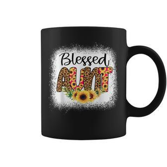 Blessed Aunt Bleached Cheetah Print Sunflowers Auntie Coffee Mug - Monsterry DE