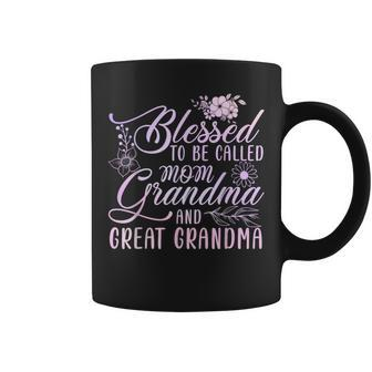 Blessed To Be Called Mom Grandma And Great Grandma Flower Coffee Mug | Mazezy DE