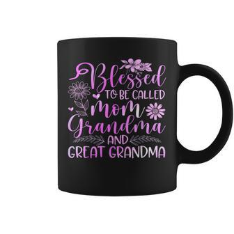 Blessed To Be Called Mom Grandma And Great Grandma Flower Coffee Mug | Mazezy DE