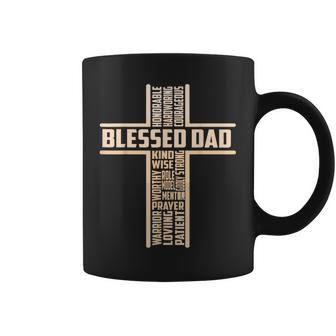Blessed Dad Fathers Day Cross Christian Papa Pop Husband Coffee Mug - Monsterry CA