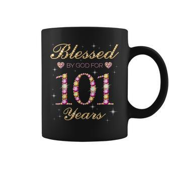 Blessed By God For 101 Years Old 101St Birthday Party Coffee Mug - Seseable