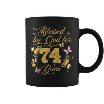 Blessed By God For 74 Years Butterfly 74Th Birthday Coffee Mug - Monsterry CA