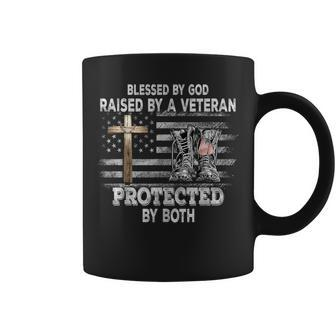 Blessed By God Raised By A Veteran Protected By Both Coffee Mug - Monsterry AU