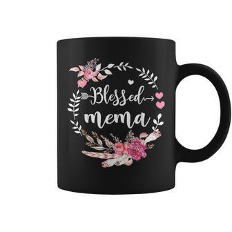 Blessed Mema Thanksgiving Floral Mother's Day Coffee Mug - Seseable