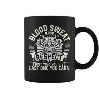 Blood Sweat Respect Powerlifting Fitness Gym Weightlifting Coffee Mug - Monsterry AU