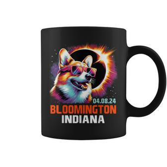 Bloomington Indiana Total Solar Eclipse 2024 Corgi Dog Coffee Mug - Seseable