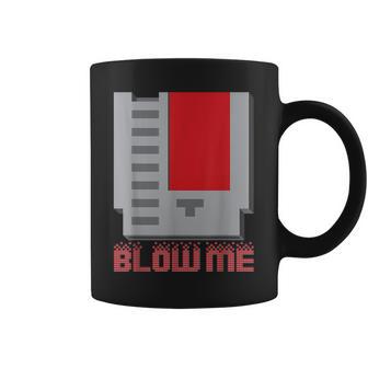 Blow Me Vintage Retro 8-Bit Cartridge Gaming Coffee Mug - Monsterry