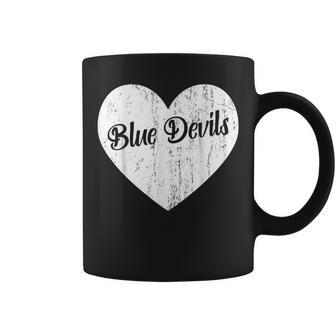 Blue Devils School Sports Fan Team Spirit Mascot Heart Coffee Mug - Monsterry DE