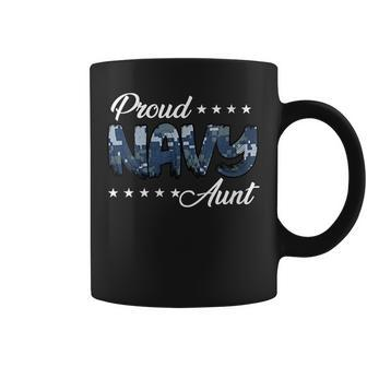 Blue Digital Bold Proud Navy Aunt Coffee Mug - Monsterry CA