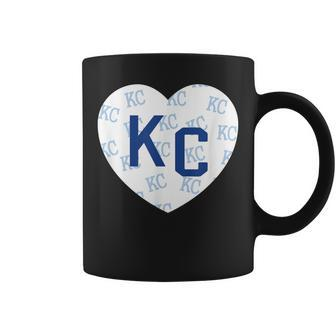 Blue Kc Heart Kansas City 2 Letter Kc Pattern Love Kc Blue Coffee Mug - Monsterry DE