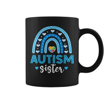 Blue Rainbow Autism Awareness Sister Heart Puzzle For Girls Coffee Mug | Mazezy