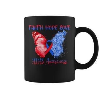 Blue Red Ribbon Butterfly Faith Hope Love Hlhs Awareness Coffee Mug - Monsterry
