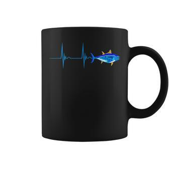 Bluefin Tuna Heartbeat Ekg Pulseline Fish Deep Sea Fishing Coffee Mug - Monsterry UK