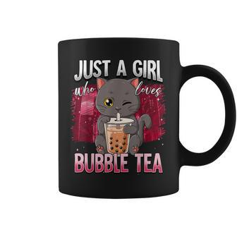 Boba Tea Cat Just A Girl Who Loves Bubble Tea Coffee Mug - Seseable