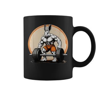 Bodybuilder Easter Bunny Powerlifting In The Gym Coffee Mug - Seseable