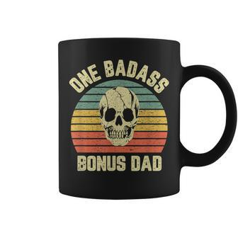 Bonus Dad Step Dad Retro One Badass Bonus Dad Coffee Mug | Crazezy