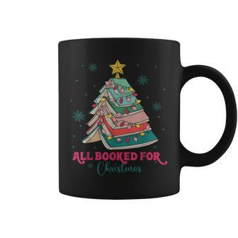 All Booked For Christmas Book Lover Christmas Book Tree Coffee Mug - Seseable
