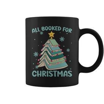 All Booked For Christmas Book Lover Xmas Tree Reading Coffee Mug - Seseable