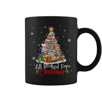 All Booked For Christmas Book Christmas Tree Lights Apparel Coffee Mug - Thegiftio UK