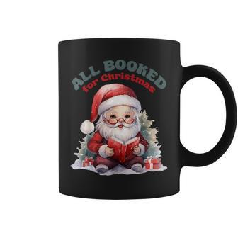 All Booked For Christmas Book Tree Teacher Vintage Santa Coffee Mug - Seseable