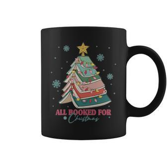 All Booked For Christmas Book Tree Xmas Teacher School Coffee Mug - Seseable