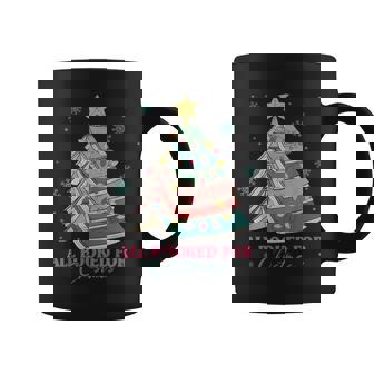 All Booked For Christmas Librarian Christmas Book Tree Coffee Mug - Thegiftio