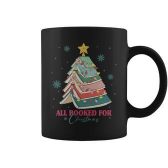 All Booked For Christmas For Librarian Bookworm Book Tree Coffee Mug - Seseable