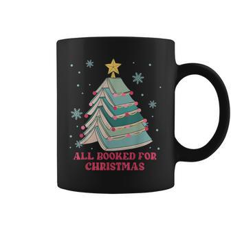 All Booked For Christmas Vintage Librarian Xmas Tree Lights Coffee Mug - Seseable