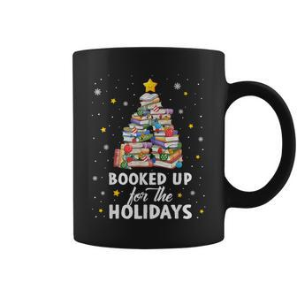 Booked Up For The Holidays Books Christmas Tree Librarian Coffee Mug - Seseable