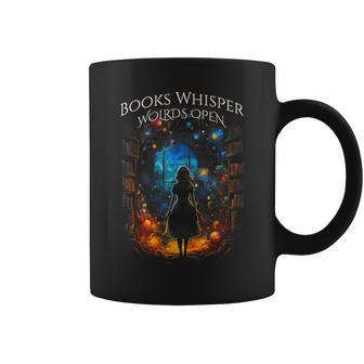Bookish Quote Books Whisper Worlds Open Reading Book Coffee Mug - Seseable
