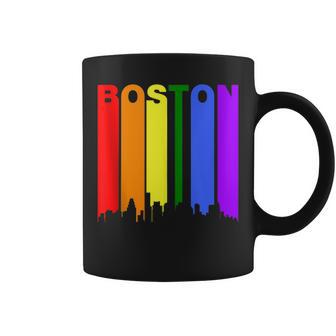 Boston Massachusetts Lgbtq Gay Pride Rainbow Skyline Coffee Mug - Monsterry DE