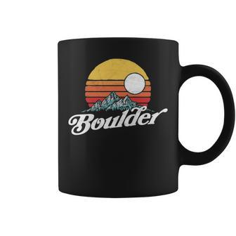 Boulder Colorado Vintage Mountains & Sun Retro Coffee Mug | Mazezy