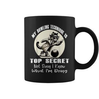 My Bowling Technique Is Top Secret Bowling Bowler Cat Coffee Mug - Monsterry DE
