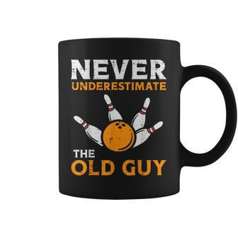 Bowling Never Underestimate Old Guy Bowler Grandpa Dad Men Coffee Mug | Mazezy