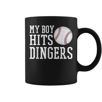 My Boy Hits Dingers Baseball Mom Dad I Hit Dingers Coffee Mug - Monsterry