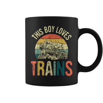 This Boy Loves Trains Model Railroad Train Vintage Railroad Coffee Mug - Monsterry AU