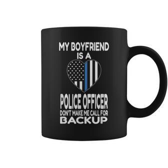 My Boyfriend Is A Police Officer Thin Blue Line Heart Coffee Mug - Monsterry DE