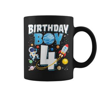 Boys 4Th Birthday Astronaut Space Planets Four Years Old Coffee Mug | Mazezy DE