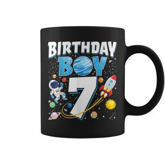 Boys 7Th Birthday Astronaut Space Planets Seven Years Old Coffee Mug - Seseable