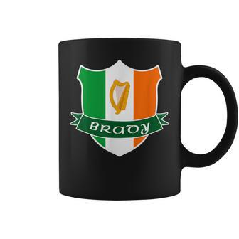 Brady Irish Name Ireland Flag Harp Family Coffee Mug - Seseable