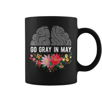 Brain Cancer Tumor Awareness Go Gray In May Flowers Coffee Mug - Monsterry AU
