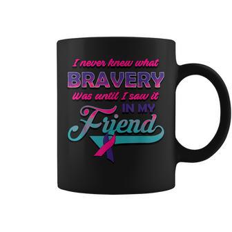 Bravery In My Friend Thyroid Cancer Awareness Ribbon Coffee Mug - Monsterry AU