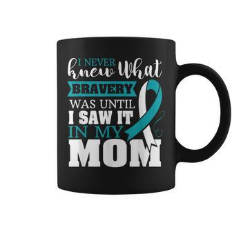 Bravery Mom Cervical Cancer Awareness Ribbon Coffee Mug - Monsterry CA